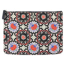 CHANEL COCO Mark Floral Clutch Bag Nylon Black Silver CC Auth 152233-13