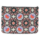 CHANEL COCO Mark Floral Clutch Bag Nylon Black Silver CC Auth 152233-2