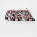 CHANEL COCO Mark Floral Clutch Bag Nylon Black Silver CC Auth 152233-3