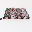 CHANEL COCO Mark Floral Clutch Bag Nylon Black Silver CC Auth 152233-4