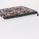 CHANEL COCO Mark Floral Clutch Bag Nylon Black Silver CC Auth 152233-5