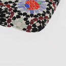 CHANEL COCO Mark Floral Clutch Bag Nylon Black Silver CC Auth 152233-7