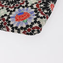 CHANEL COCO Mark Floral Clutch Bag Nylon Black Silver CC Auth 152233-14