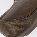 CHANEL Chain Shoulder Bag Caviar Skin Brown Silver CC Auth 152234-12