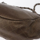 CHANEL Chain Shoulder Bag Caviar Skin Brown Silver CC Auth 152234-13