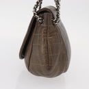 CHANEL Chain Shoulder Bag Caviar Skin Brown Silver CC Auth 152234-4