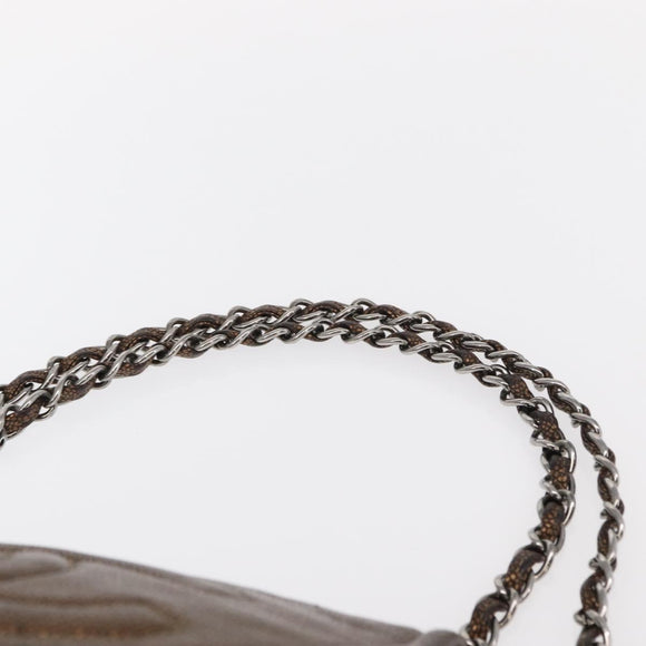 CHANEL Chain Shoulder Bag Caviar Skin Brown Silver CC Auth 152234