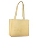 CHANEL Tote Bag Rubber Beige CC Auth 152235-1