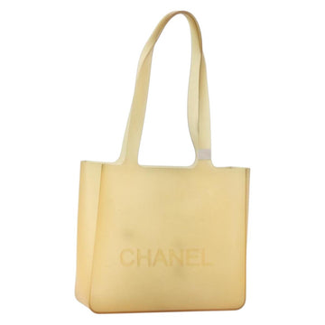 CHANEL Tote Bag Rubber Beige CC Auth 152235