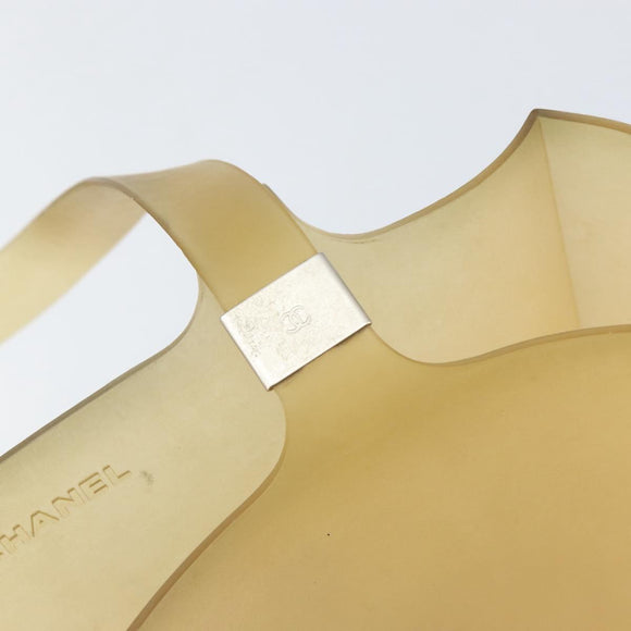 CHANEL Tote Bag Rubber Beige CC Auth 152235