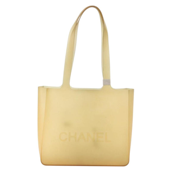 CHANEL Tote Bag Rubber Beige CC Auth 152235