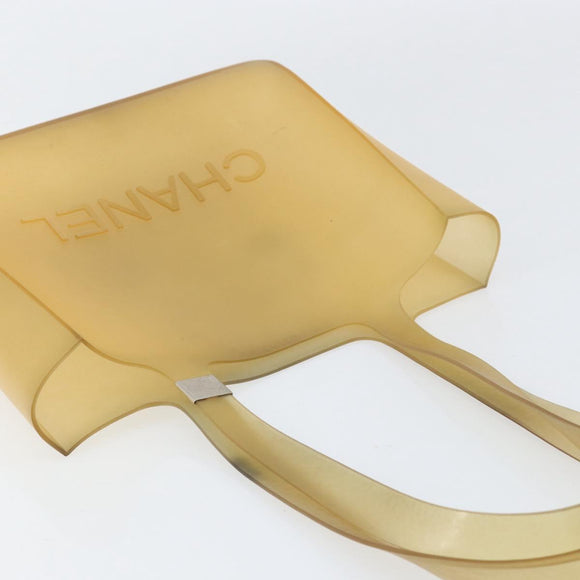 CHANEL Tote Bag Rubber Beige CC Auth 152235