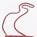 CHANEL Mini Materasse 17 Chain Shoulder Bag Lamb Skin Red Silver CC Auth 152236V-10