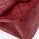 CHANEL Mini Materasse 17 Chain Shoulder Bag Lamb Skin Red Silver CC Auth 152236V-12