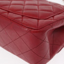 CHANEL Mini Materasse 17 Chain Shoulder Bag Lamb Skin Red Silver CC Auth 152236V-15