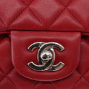 CHANEL Mini Materasse 17 Chain Shoulder Bag Lamb Skin Red Silver CC Auth 152236V-16