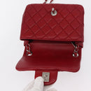 CHANEL Mini Materasse 17 Chain Shoulder Bag Lamb Skin Red Silver CC Auth 152236V-17