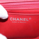 CHANEL Mini Materasse 17 Chain Shoulder Bag Lamb Skin Red Silver CC Auth 152236V-21