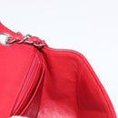 CHANEL Mini Materasse 17 Chain Shoulder Bag Lamb Skin Red Silver CC Auth 152236V-23