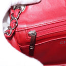 CHANEL Mini Materasse 17 Chain Shoulder Bag Lamb Skin Red Silver CC Auth 152236V-25