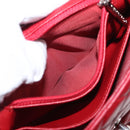 CHANEL Mini Materasse 17 Chain Shoulder Bag Lamb Skin Red Silver CC Auth 152236V-26