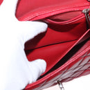 CHANEL Mini Materasse 17 Chain Shoulder Bag Lamb Skin Red Silver CC Auth 152236V-27