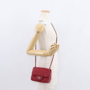 CHANEL Mini Materasse 17 Chain Shoulder Bag Lamb Skin Red Silver CC Auth 152236V-29
