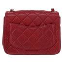 CHANEL Mini Materasse 17 Chain Shoulder Bag Lamb Skin Red Silver CC Auth 152236V-3