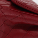 CHANEL Mini Materasse 17 Chain Shoulder Bag Lamb Skin Red Silver CC Auth 152236V-5