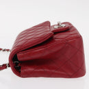 CHANEL Mini Materasse 17 Chain Shoulder Bag Lamb Skin Red Silver CC Auth 152236V-6