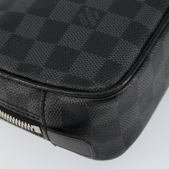 LOUIS VUITTON Damier Graphite Trousse Toilette PM Clutch Bag N47522 Auth 152238