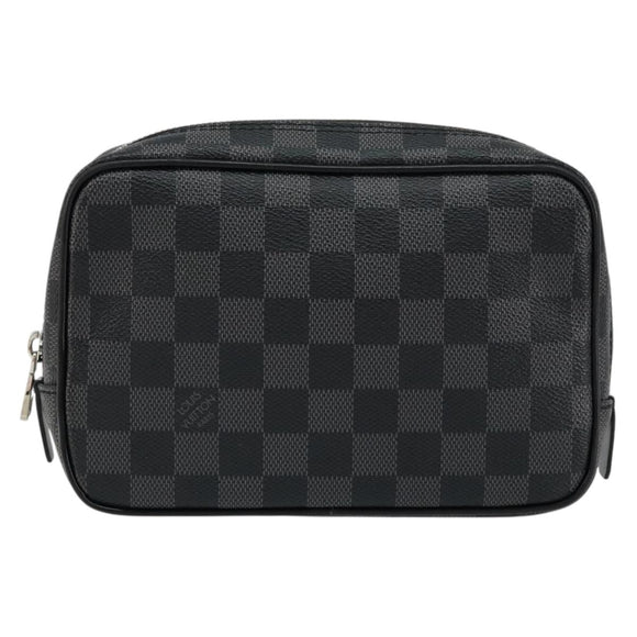 LOUIS VUITTON Damier Graphite Trousse Toilette PM Clutch Bag N47522 Auth 152238