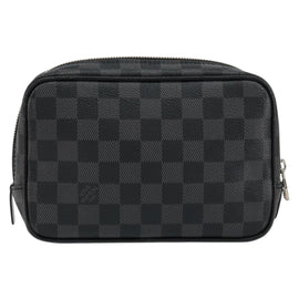 LOUIS VUITTON Damier Graphite Trousse Toilette PM Clutch Bag N47522 Auth 152238 - 0