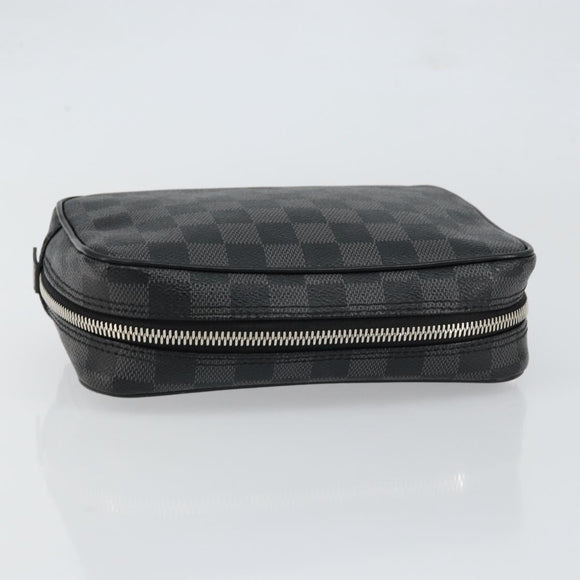 LOUIS VUITTON Damier Graphite Trousse Toilette PM Clutch Bag N47522 Auth 152238