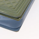 CHANEL Chain Boy Chanel Shoulder Bag Patent leather Green Blue CC Auth 152239-9