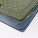 CHANEL Chain Boy Chanel Shoulder Bag Patent leather Green Blue CC Auth 152239-14