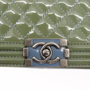 CHANEL Chain Boy Chanel Shoulder Bag Patent leather Green Blue CC Auth 152239-17