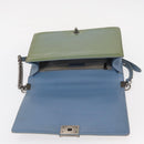 CHANEL Chain Boy Chanel Shoulder Bag Patent leather Green Blue CC Auth 152239-18