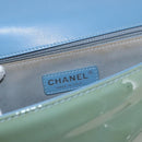 CHANEL Chain Boy Chanel Shoulder Bag Patent leather Green Blue CC Auth 152239-19