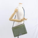 CHANEL Chain Boy Chanel Shoulder Bag Patent leather Green Blue CC Auth 152239-24