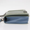 CHANEL Chain Boy Chanel Shoulder Bag Patent leather Green Blue CC Auth 152239-4
