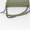 CHANEL Chain Boy Chanel Shoulder Bag Patent leather Green Blue CC Auth 152239-7