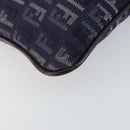 FENDI Zucchino Canvas Shoulder Bag Navy Silver Auth 152243-11