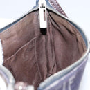 FENDI Zucchino Canvas Shoulder Bag Navy Silver Auth 152243-17