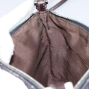 FENDI Zucchino Canvas Shoulder Bag Navy Silver Auth 152243-18