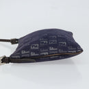 FENDI Zucchino Canvas Shoulder Bag Navy Silver Auth 152243-5