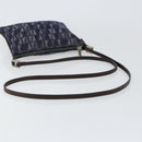 FENDI Zucchino Canvas Shoulder Bag Navy Silver Auth 152243-7