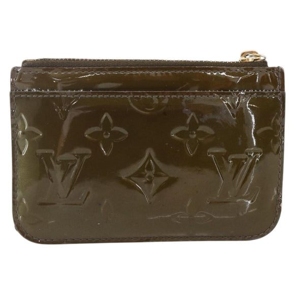 LOUIS VUITTON Monogram Vernis Pochette Cle NM Purse Beige M91763 Auth 152245