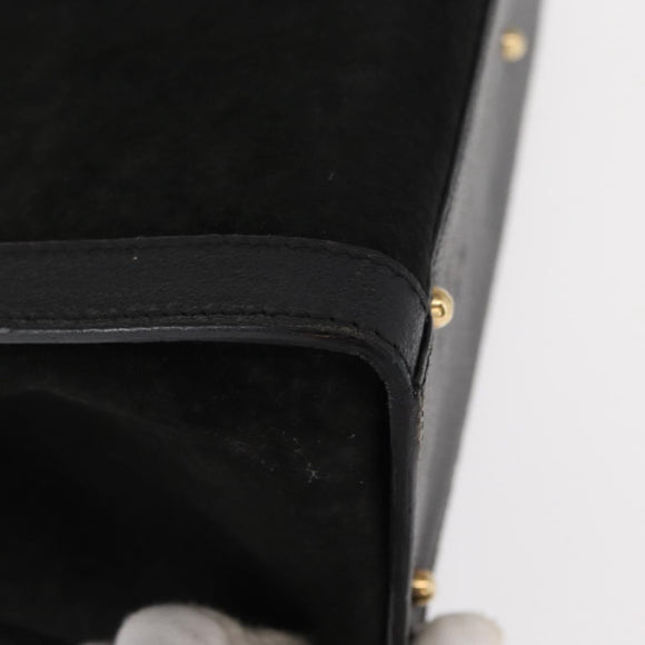 GUCCI Bamboo Hand Bag Suede Leather Black Gold 002 1186 0260 Auth 152254