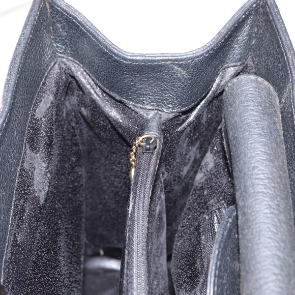 GUCCI Bamboo Hand Bag Suede Leather Black Gold 002 1186 0260 Auth 152254